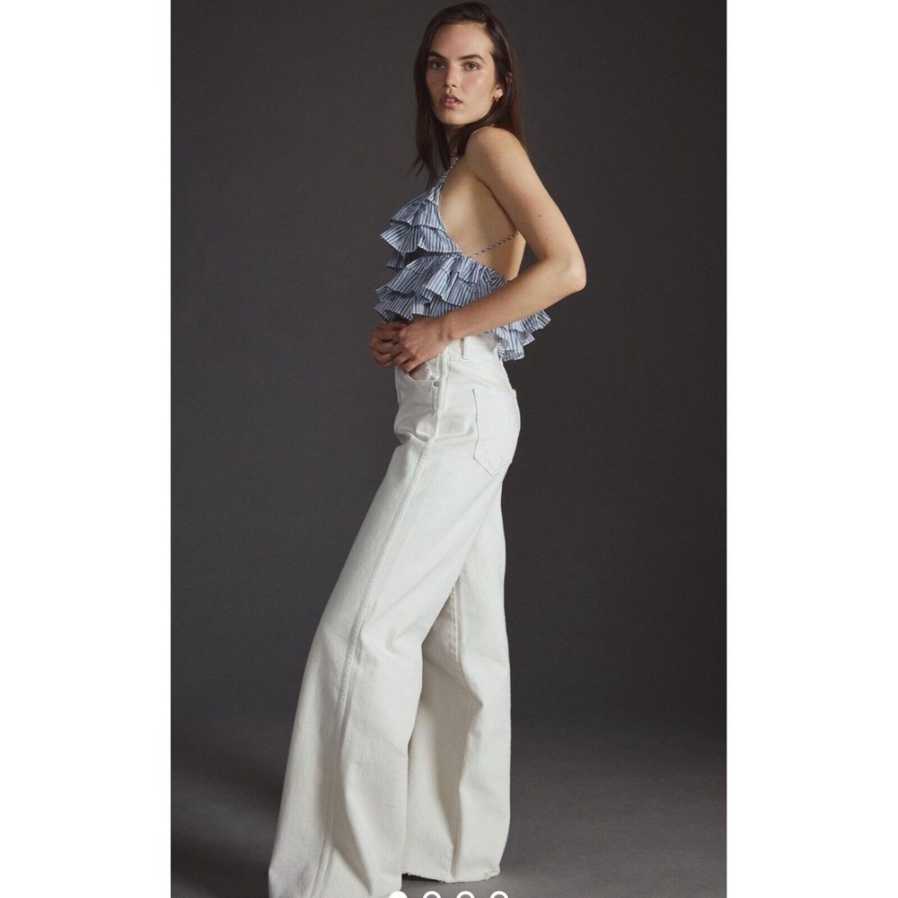 Anthropologie Magali Pascal Women Layer Ruffle Tank Stripe Classic Top Sz XL NWT